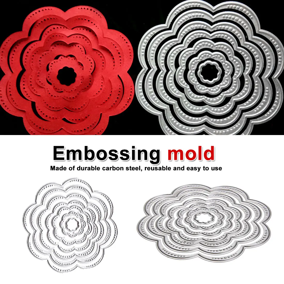 7 шт. 8 лепестков цветов вложенной формы из углеродистой стали тисненая