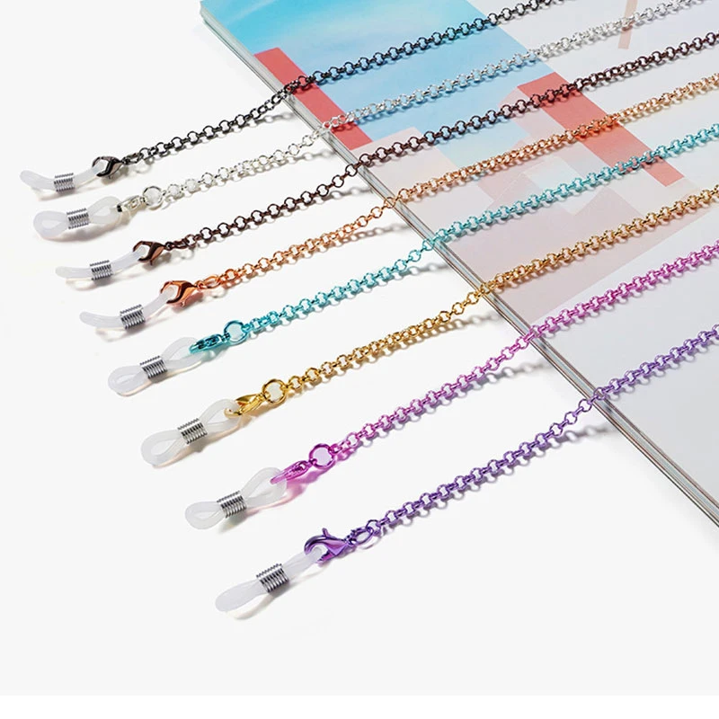 

Gold Silver Black 3MM Metal Link Sunglasses Chains Necklace Reading Glasses Cord Holder Strap Rope for Eyewear Face Mask Band