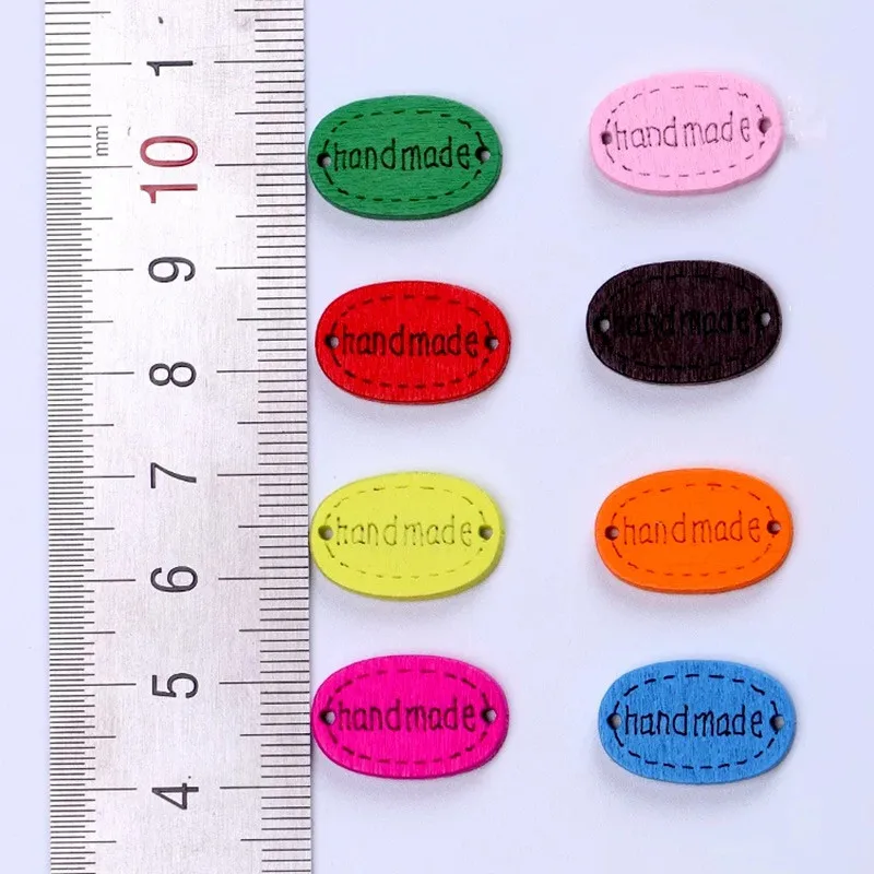 1000 шт Ремесло Дерево Овальный &quotручной работы&quot лазерная швейная кнопка чипы