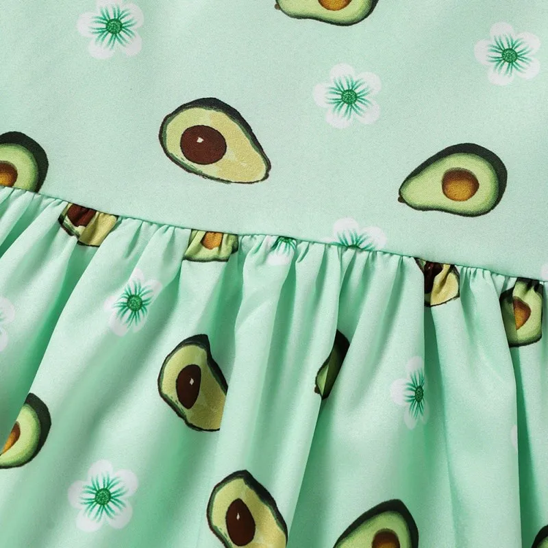 

Autumn Girls Casual Doll Collar Dress Fruit Print Long Sleeve Dress Cute Kids Princess Dresses