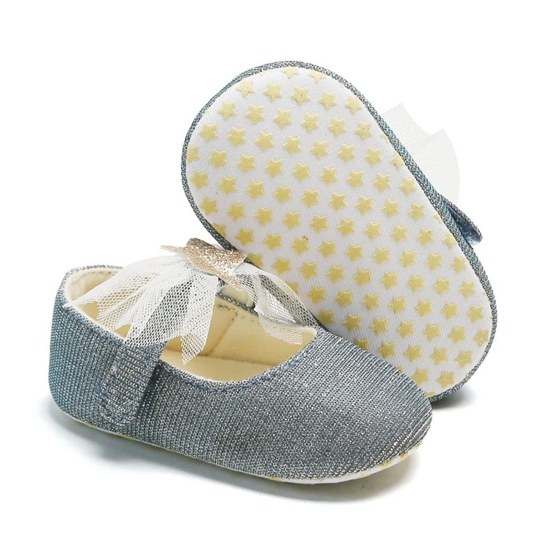 

Newborn Infant Star Princess Sequin Stars Cotton Shoes Baby Girl Shoes Soft Bottom Bow Casual Shoes Baby Toddler First Walkers