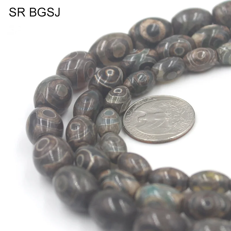 

Free Shipping 8x12mm 10x14mm 12x16mm Olivary Amulet Vintage Tibetan Dzi Agat Onyx Gems Stone Jewelry Beads Strand 15"