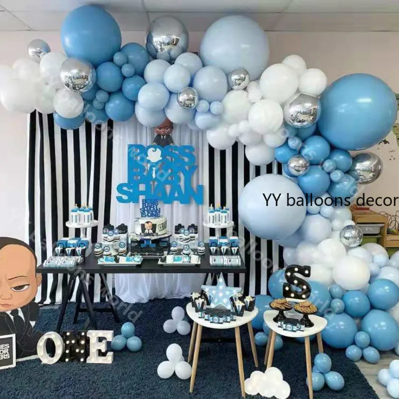 Arch Pastel Глобальный светильник синий белый Macaron свадебный детский душ вечерние фон