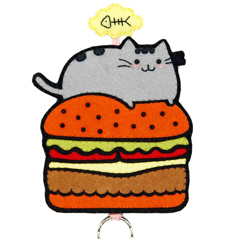 Интересный фетровый тканевый чехол для ключей в виде кошки женские чехлы ручной