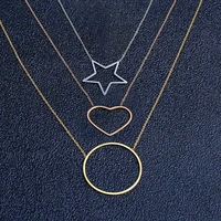 stainless steel necklace chain choker necklace best friends round heart star pendant necklace for women chocker neckless jewelry