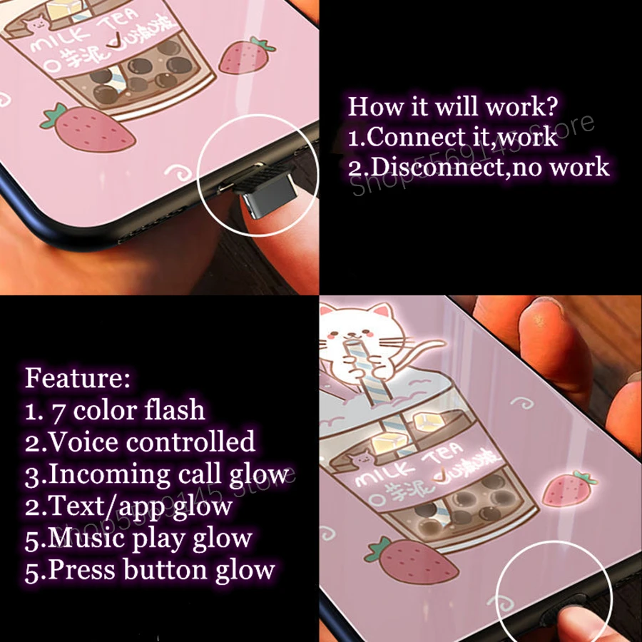 Противоударный стеклянный чехол с подсветкой для звонков Huawei P30 P20 P40 Pro