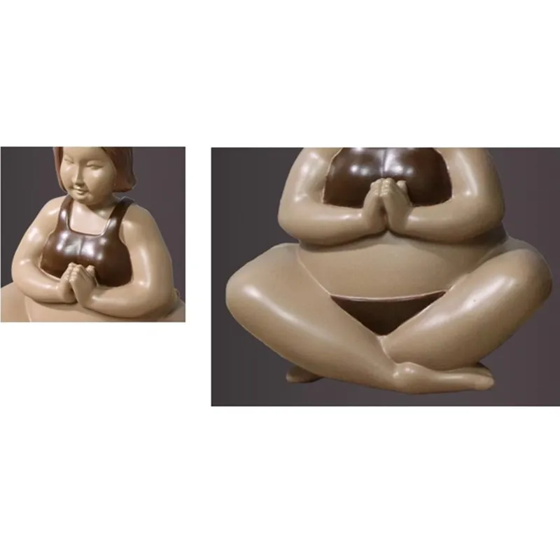Европейская абстрактная скульптура Fat Lady Красивая йога девушка художественные статуэтки Смола искусство и ремесло настольное украшение офис R2331