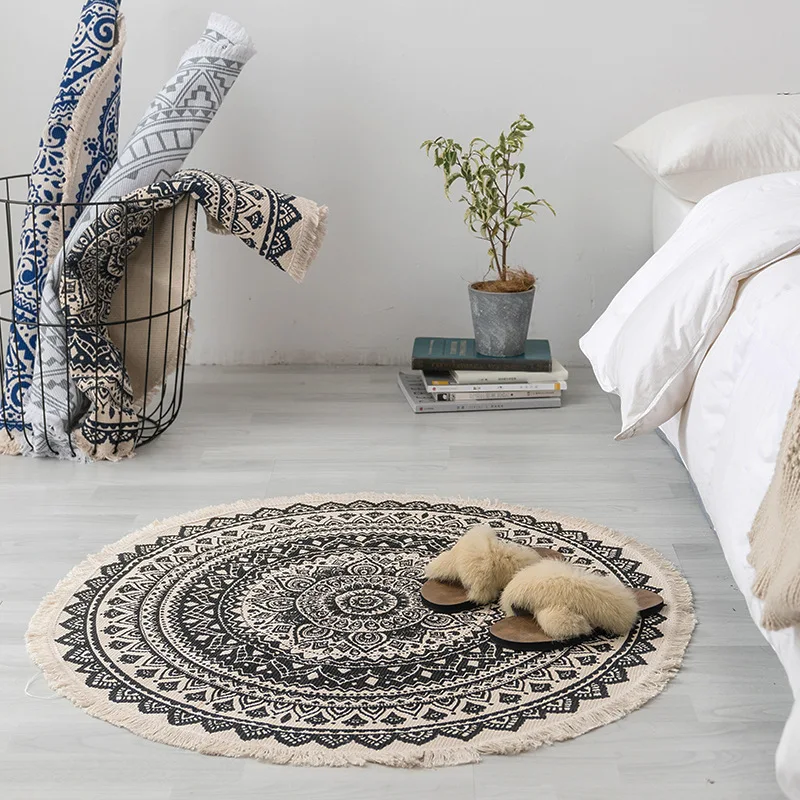 

Bohemian Circle Carpet rug Doormat Anti-Slip Bathroom Carpet Absorb Water Multi-styles Mat/Rug Round tassel Yoga mat Floor Mats