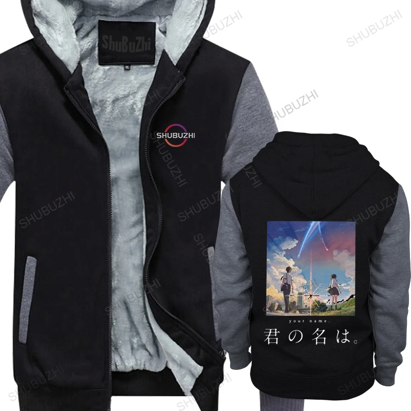 

Fashion Kimi No Na Wa winter hoody Men Anime Manga Your Name Graphic thick cool hooded coat Pre-shrunk Cotton hoodie Merch