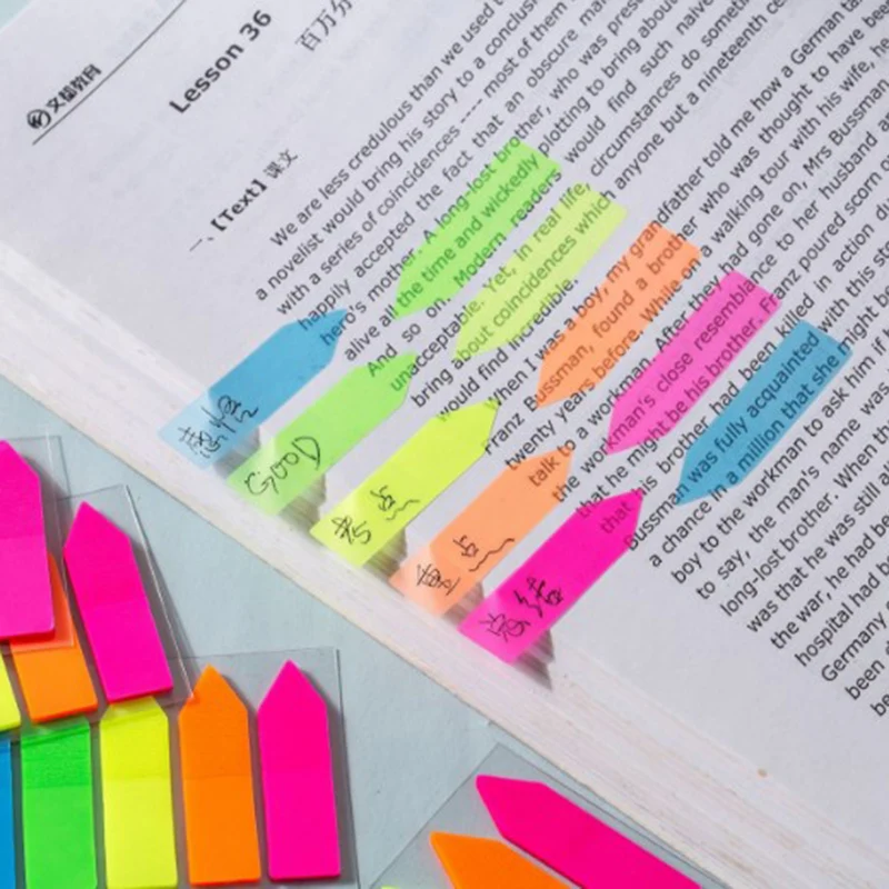 

100sheet Fluorescence colour Self Adhesive Memo Pad Sticky Notes Bookmark Marker Memo Sticker Paper Office School Supplies