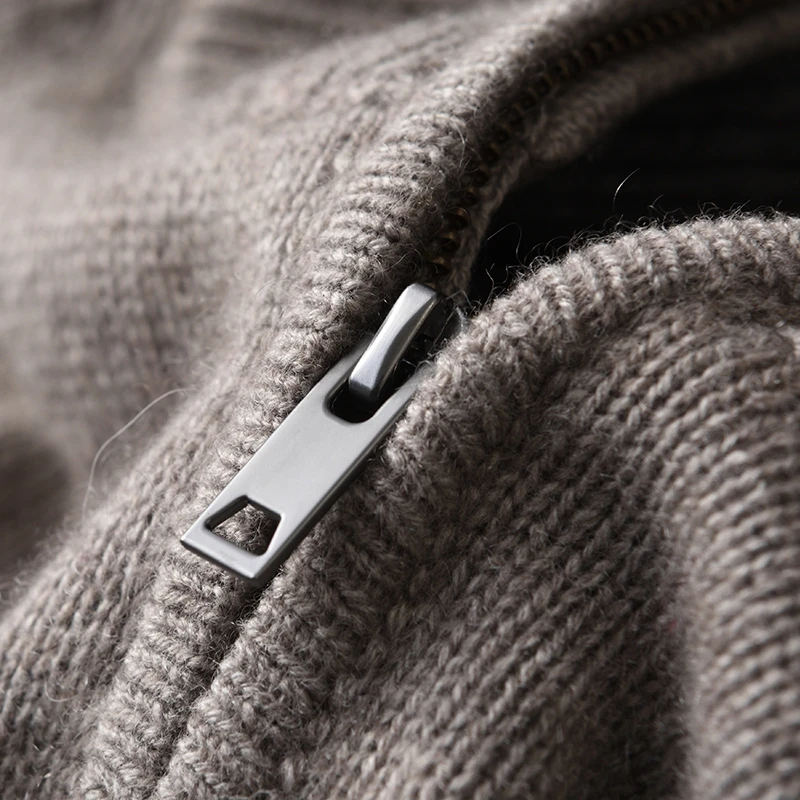 

luxury cashmere Men's sweater, half collar, men's dark zipper, large 4XL, sweater