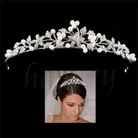 princess wedding bridal prom rhinestone crystal flower hair band tiara headband