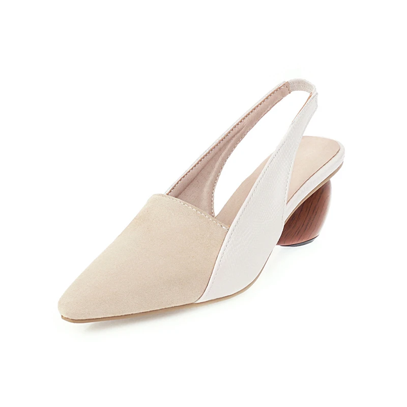 Женские туфли без задника FEDONAS черные с острым носком на необычном каблуке