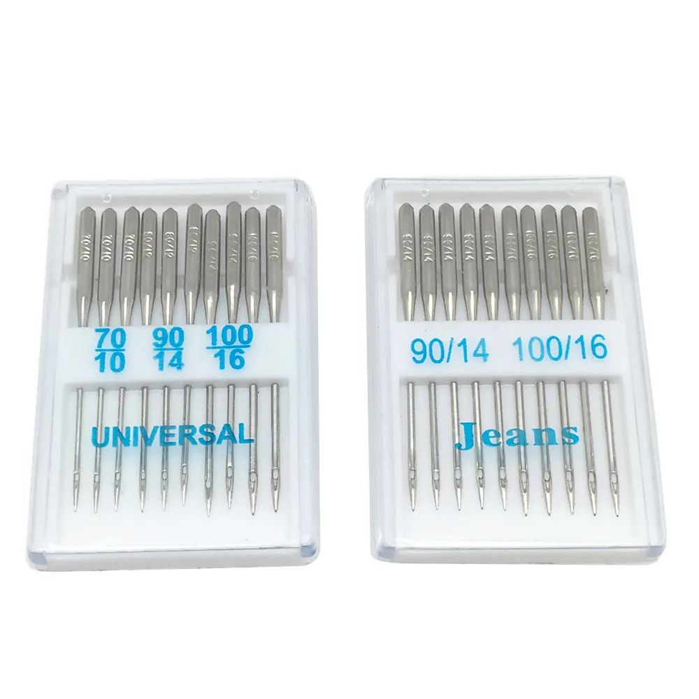 10Pcs/Set Home Sewing Machine Needles Ball Point Head 70/10 90/14 100/16 Jeans&General Silver Stainless Steel Sewing Needles