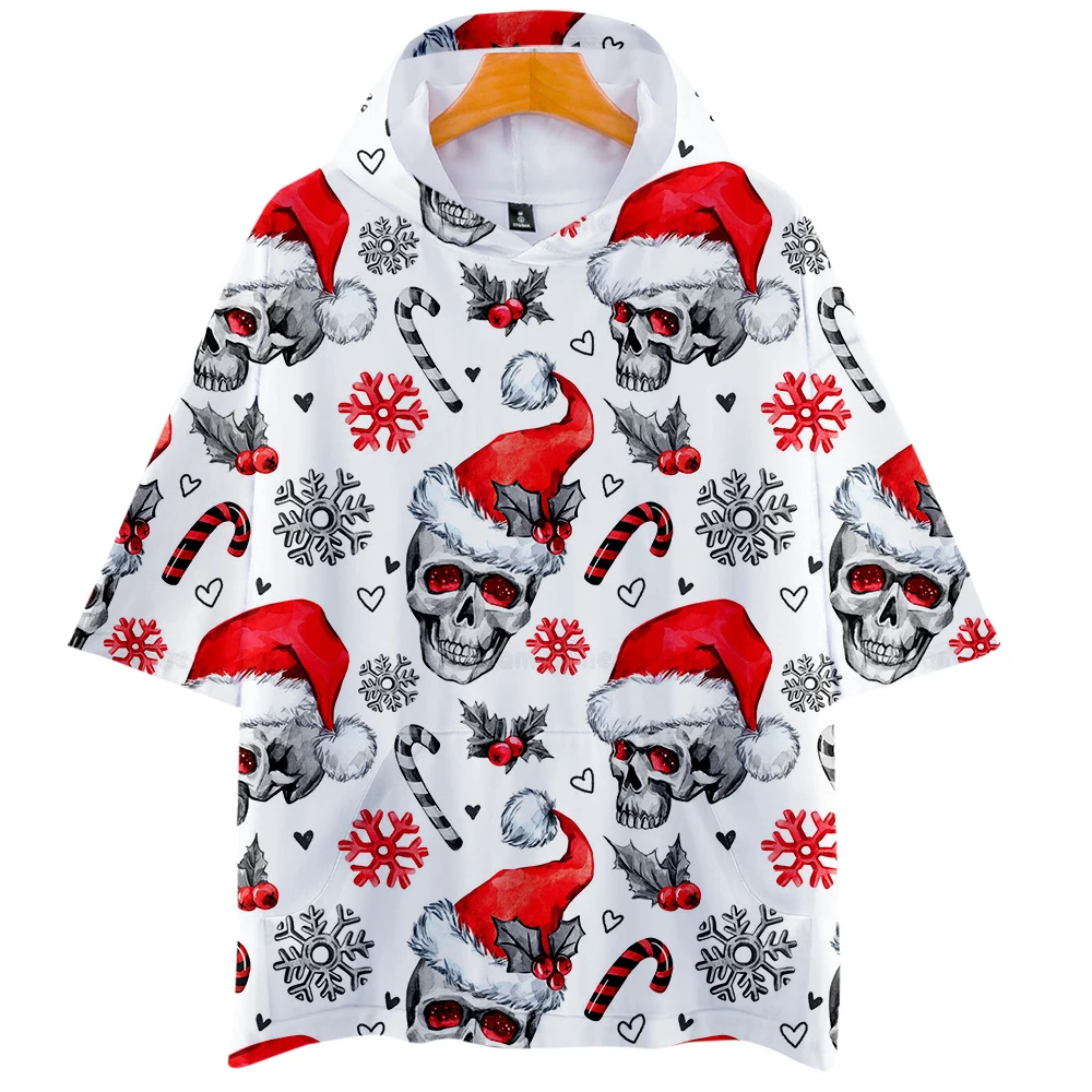 

Vrouwen/Mannen Zomer Korte Mouw T-shirt 2019 Casual Streetwear Kerst Kleding Kerst t-shirt 3D Gedrukt Hooded T-shirts