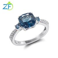 gz zongfa new handmade customized natural london blue topaz ring 925 sterling silver ring