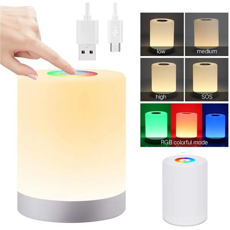 

Innovative LED Touch Control Night Light Induction Dimmer Lamp Smart Bedside Lamp RGB Color USB Change Rechargeable Night Lamp