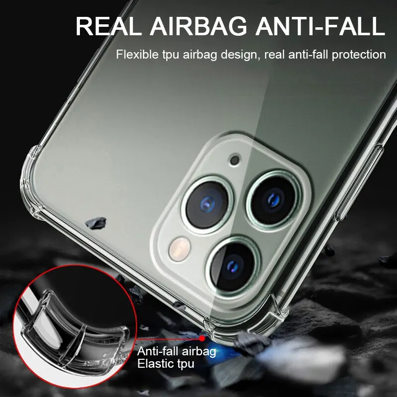 Thick Shockproof Silicone Phone Case For iPhone 13 12 11 Pro Xs Max lens Protection Case on iPhone X Xr 6s 7 8 Plus case Cover