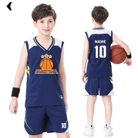 kids basketball jersey custom basketball uniform breathable short sleevele school team training clothes basketball shirt for boy