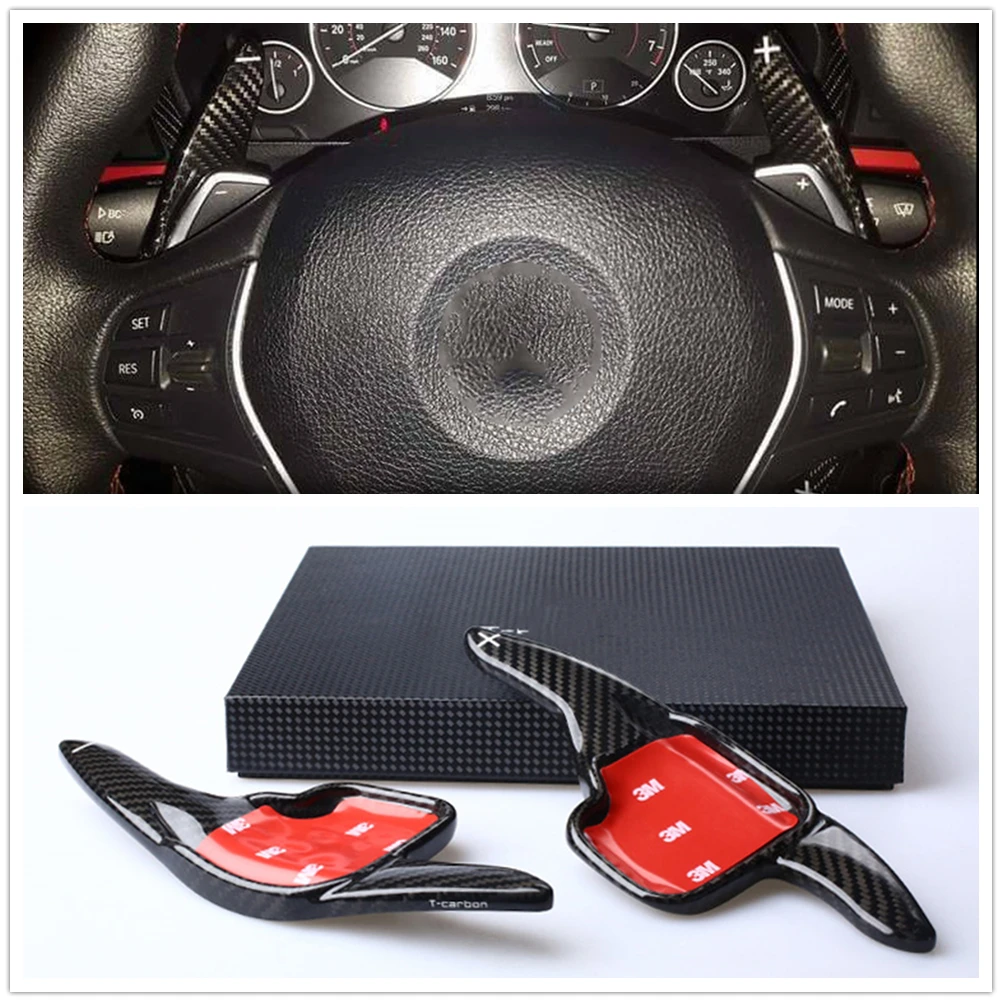 

Steering Wheel Shift Paddle Extension For BMW 1-7 Series X1- X6 i8 Carbon Fiber Black Car Interior Handle Pull Gear Trim Cover