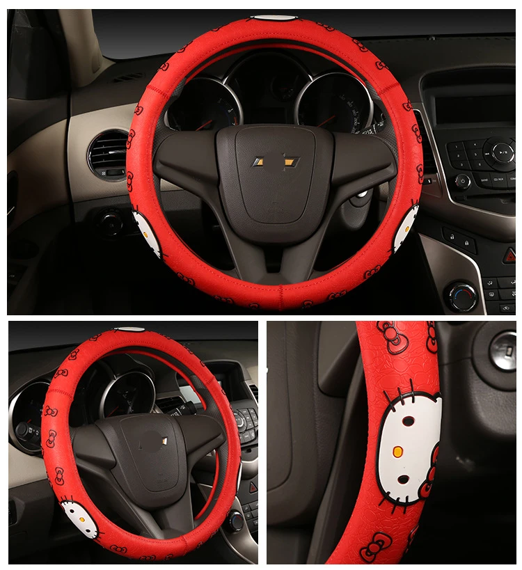 

Cartoon Cat Cute Cartoon Cute Car Steering Wheel Cover Pink Cartoon Latex Wheel Cover Car Accessories Interior Lady