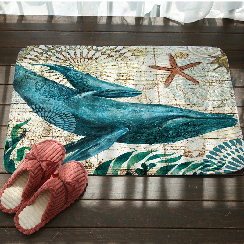 Коврик для кухни противоскользящий с морской тематикой принтом черепахи - купить