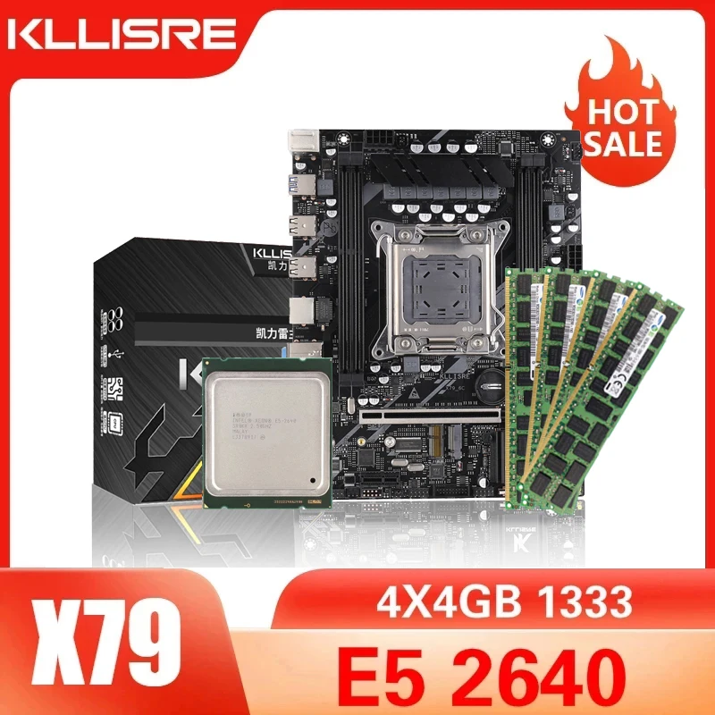 Материнская плата Kllisre X79 Xeon E5 2640 LGA 2011 4 шт. x ГБ = 16 Гб 1333 память DDR3 ECC REG - купить по