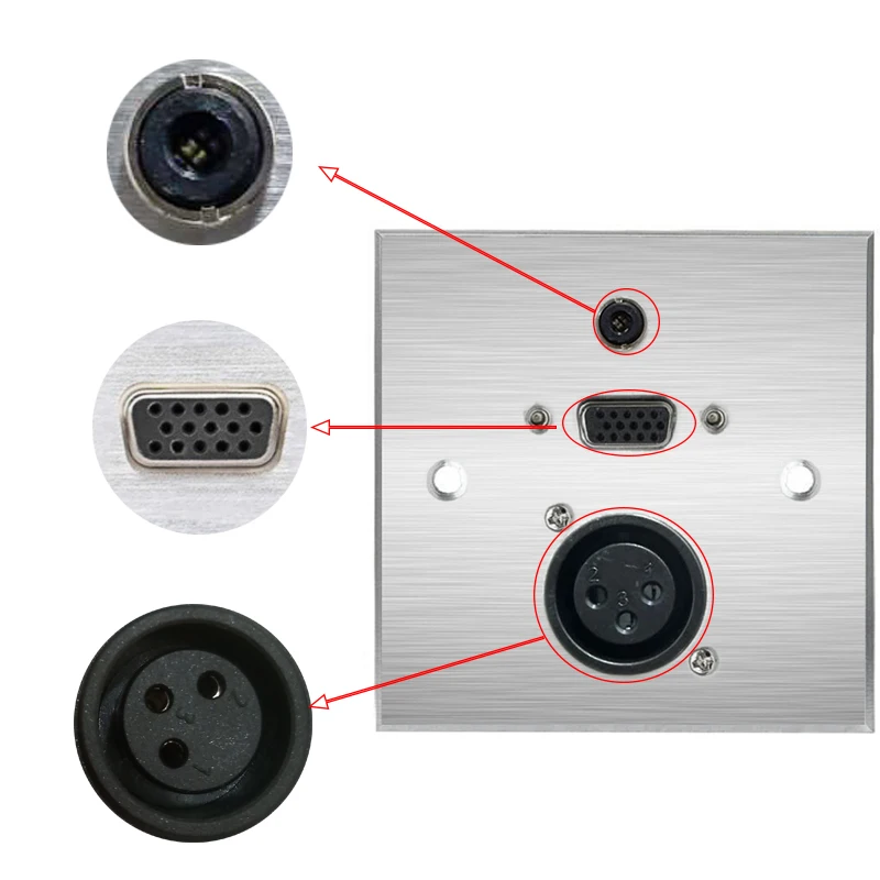 Панель из алюминиевого сплава, Vga, Hdmi, 3pin, Xlr, женский, мужской, информационный выход, Настенная мультимедийная розетка для совещаний, Hdmi, Vga, Hdmi, Dvi
