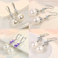 exquisite simple elegant charm high quality white simulated pearl long drop earrings for women trendy wedding party jewelry gift