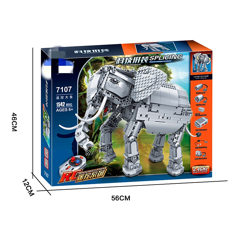 

Technic Creators 1542pcs Creative RC Remote Control Elephant Animal Electric Building Blocks toys for Children
