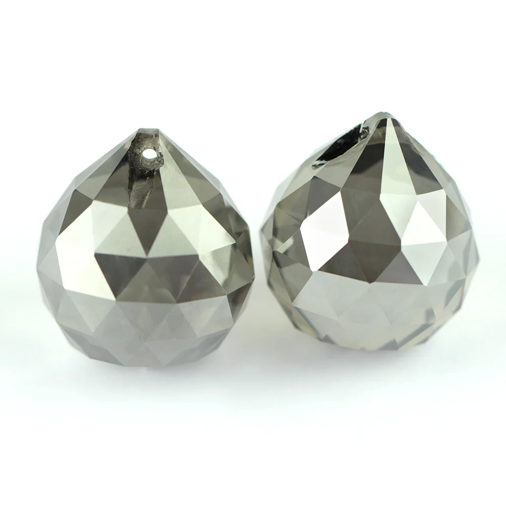 

15mm-40mm Smoke Gray Crystal Glass Ball Faceted Gazing Ball Crystal Sphere Prisms Hanging Suncatcher Home Wedding Decor