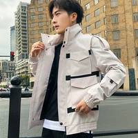 fashion mens loose safari style casual jacket pockets turtleneck cargo coats boys outwear size m 3xl s221