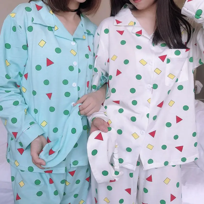 Long Sleeve Sleepwear Female Cartoon Spring Autumn Sweet Lovely Nightwear Home Wear Women's Pajamas Set Sleeping Wear Plus Size