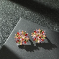 huami flower fairy stud earrings for women fashion classic jewelry flower earrings colorful zircon earrings earrings 2021 trend