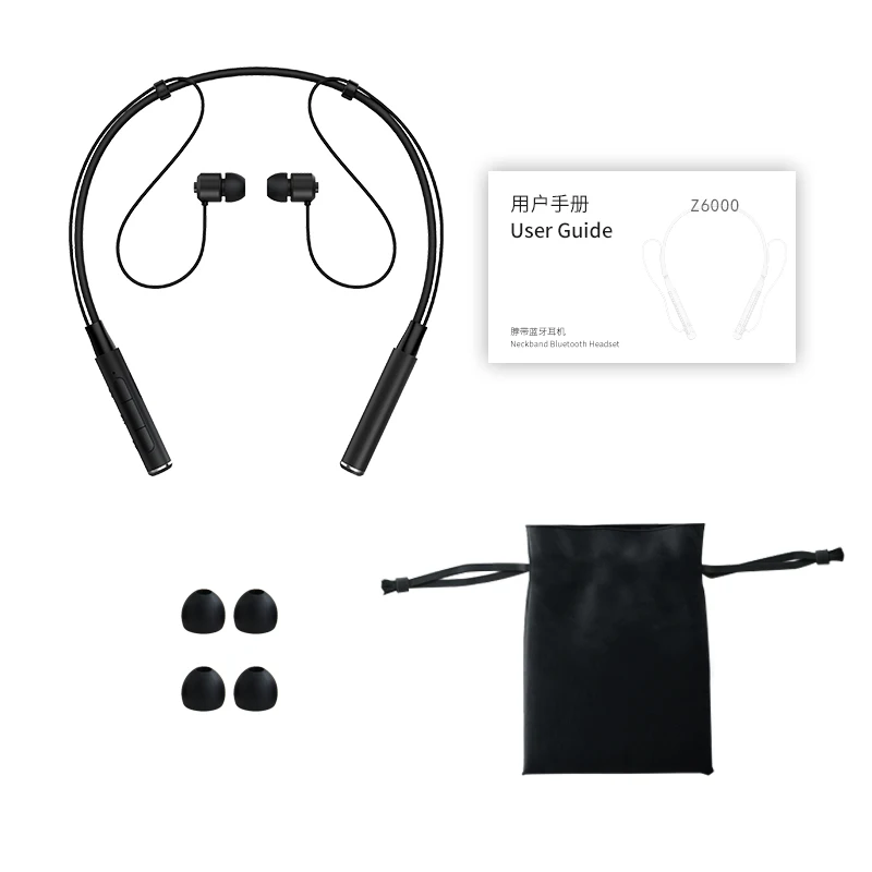 Black Roman Z6000 беспроводные наушники Bluetooth наушники для телефона шейные спортивные наушники для всех телефонов с упаковкой - Цвет: Black