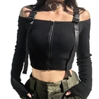 Женский трикотажный пуловер с длинным рукавом, черный короткий облегающий пуловер из чистого хлопка с воротником-халтером, осень 2021