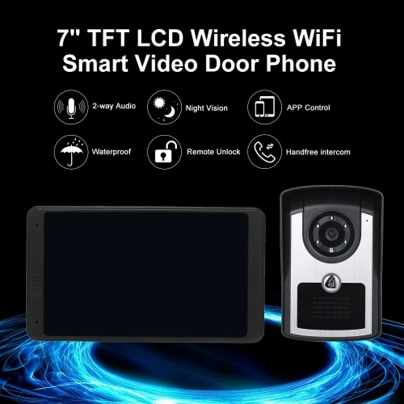 IG-7 дюймовый TFT LCD беспроводной WiFi умный видеодомофон система внутренней связи