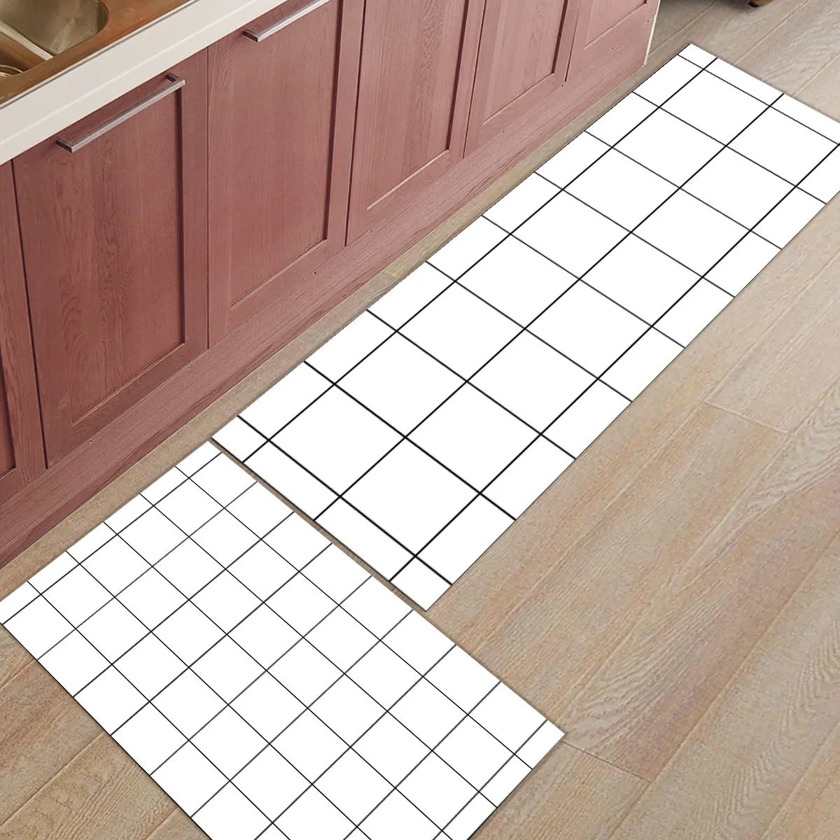 Простые геометрические белые черные строительные дверные коврики коврик для