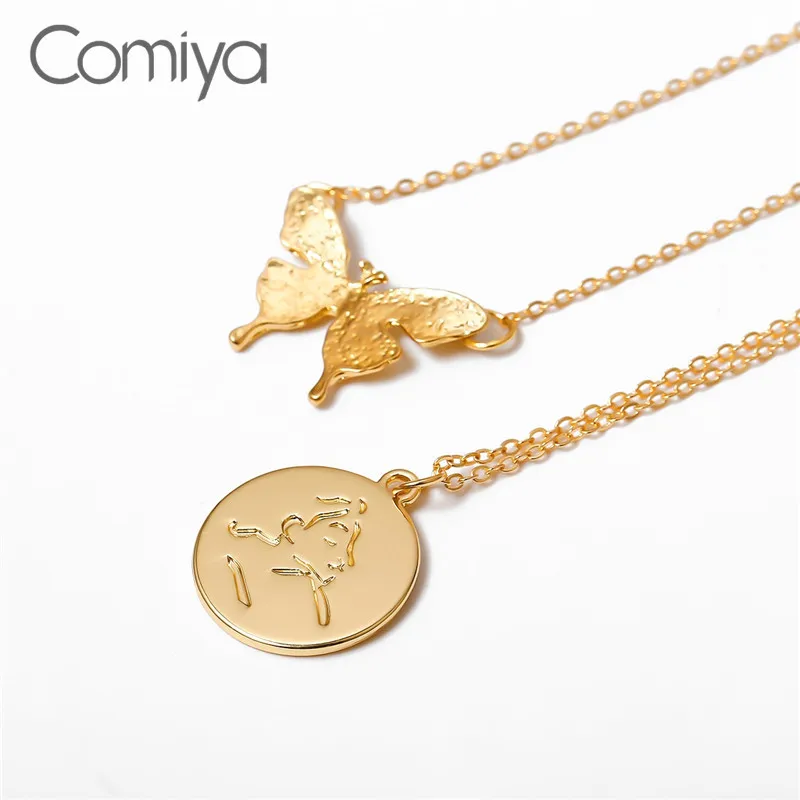 Ожерелье-чокер женское Двухслойное золотистого цвета с круглой