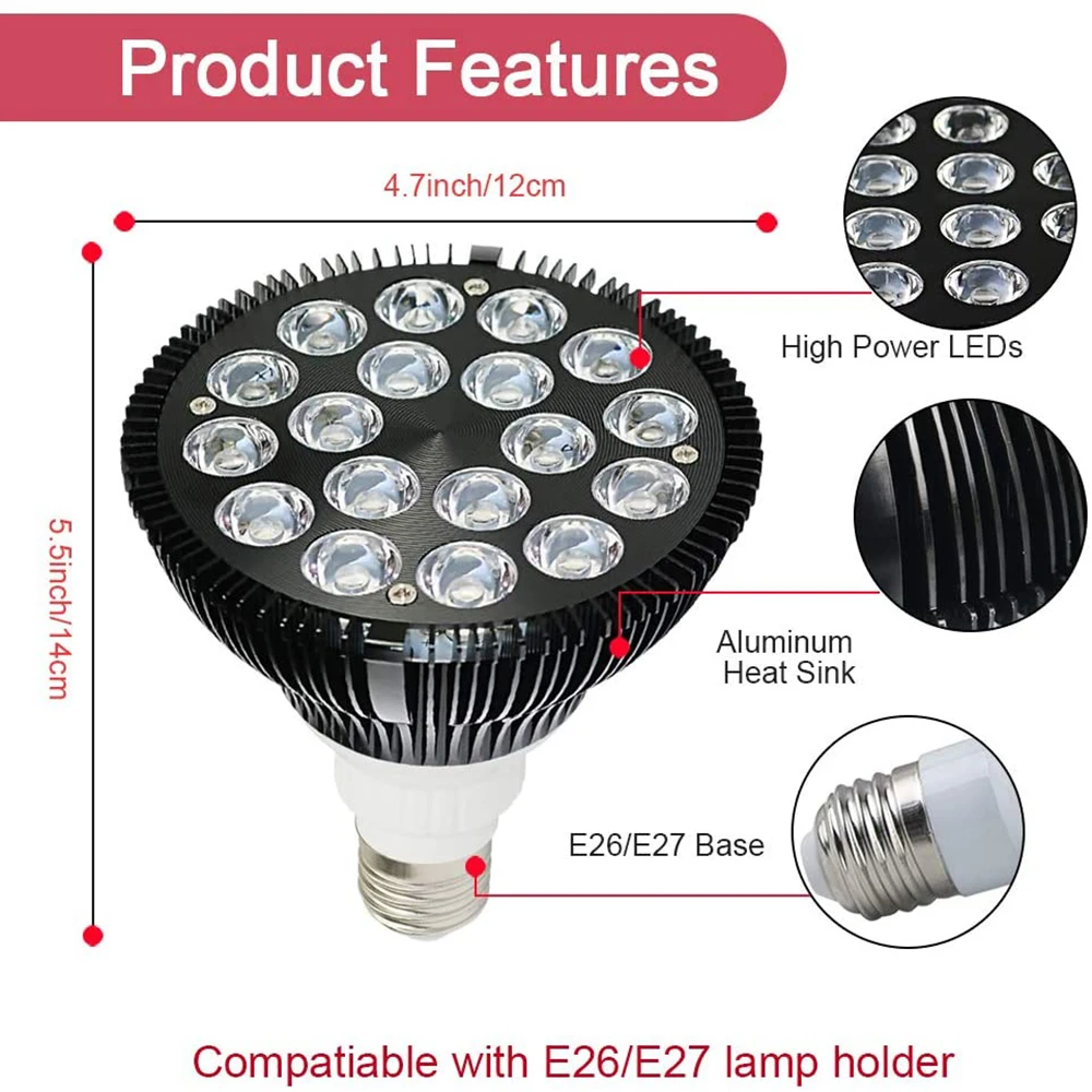 Импульсный светодиодный инфракрасный светильник 18/54 Вт красный лампа для