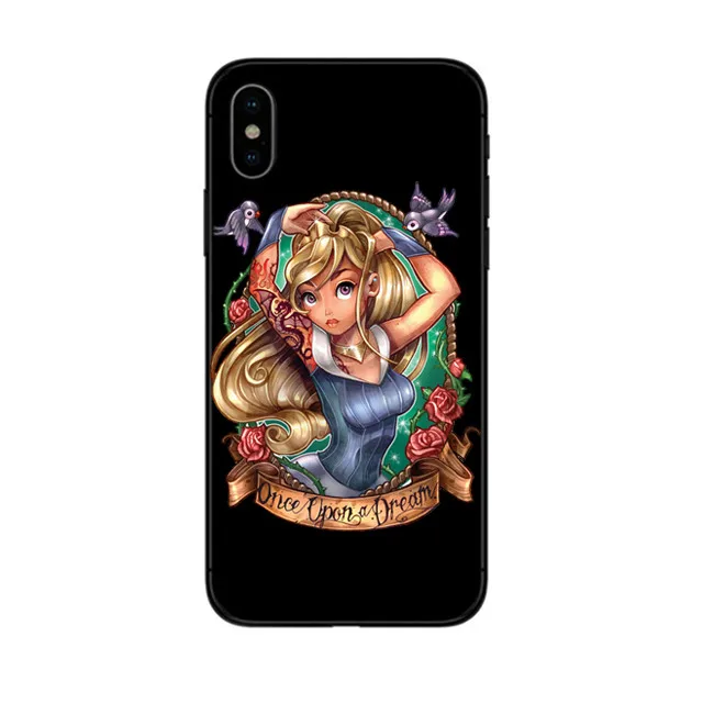 Тату мультфильм Белоснежка принцесса женщины/девушка черный мягкий ТПУ чехол