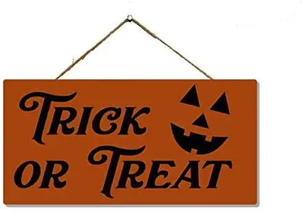 

Sign Halloween Decoration Rustic Wood Signs Door Decor Front Porch Garage Decorative Wooden Hanging Wreath Scary Pumpkin Gift