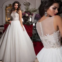 custom made ivory plus size wedding dresses floral appliqued lace vestido de novia tulle a line bridal gowns zipper button back