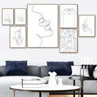Простые абстрактные постеры с изображением девушки и мужчины и лица, скандинавские постеры и принты, настенная живопись на холсте, настенные картины для декора гостиной