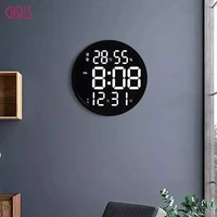 12 inch led large number wall clock digital temperature and humidity electronic clock modern design decoration home office decor
