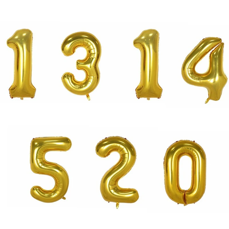 16 дюймов номер Фольга шары Золотой фигурка из серебра шар Baby Shower украшения Одежда