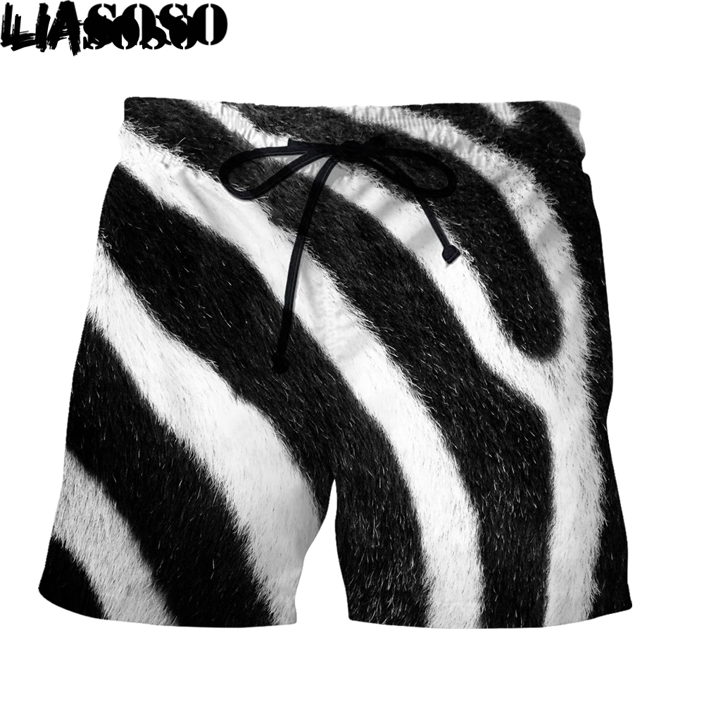 

LIASOSO Zebra Pattern 3D Printing Men Women New Pants Beach Sweatpants Shorts Fashion Casual Oversized Harajuku Animal Hair Nice