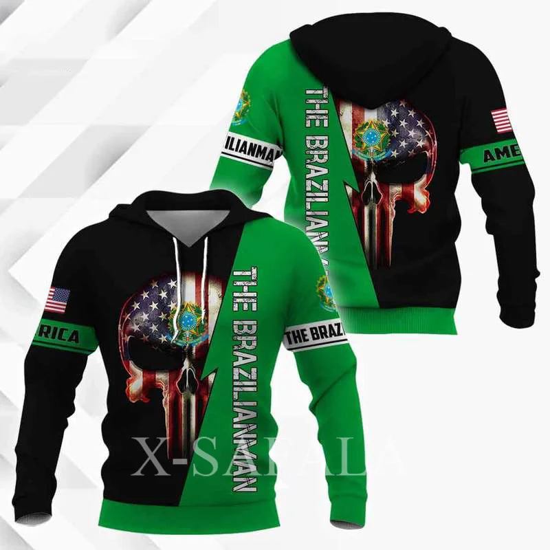 

Brazil Country Map Flag Skull 3D Printed Hoodie Man Female Zipper Pullover Sweatshirt Hooded Jersey Streetwear Tracksuits-8