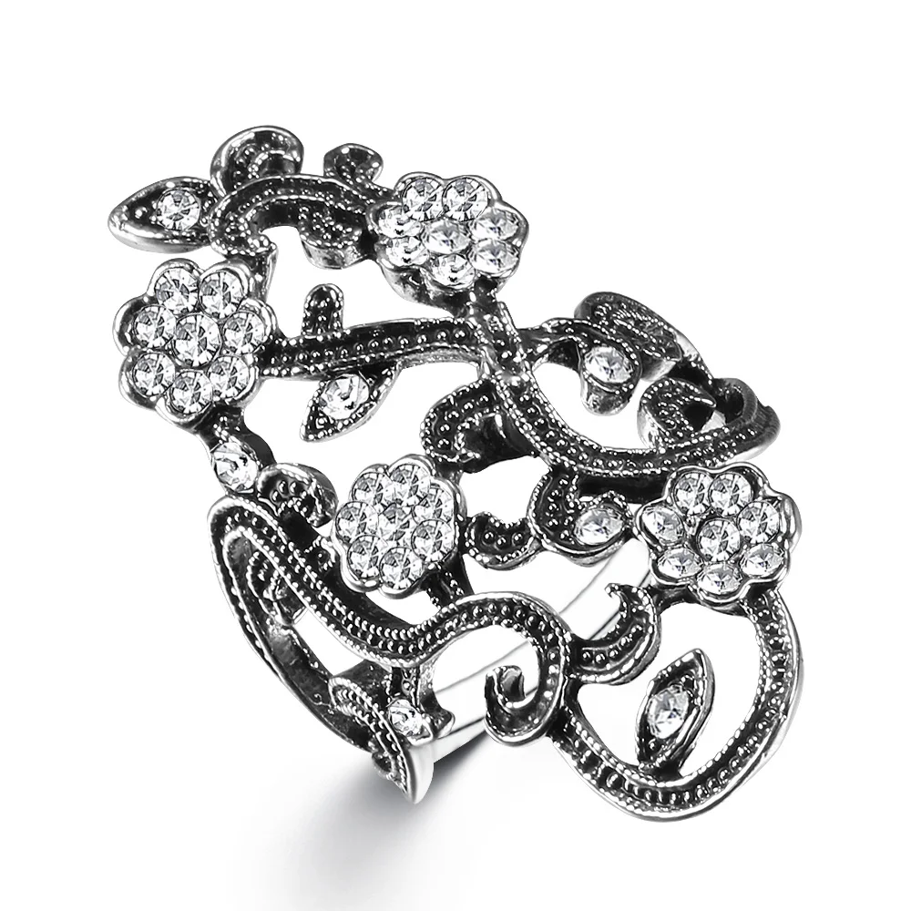 

Simple Temperament Creative Jewelry Engagement Ring Black Flower Shape Zircon Ring Party Accessorie Girlfriend Gift