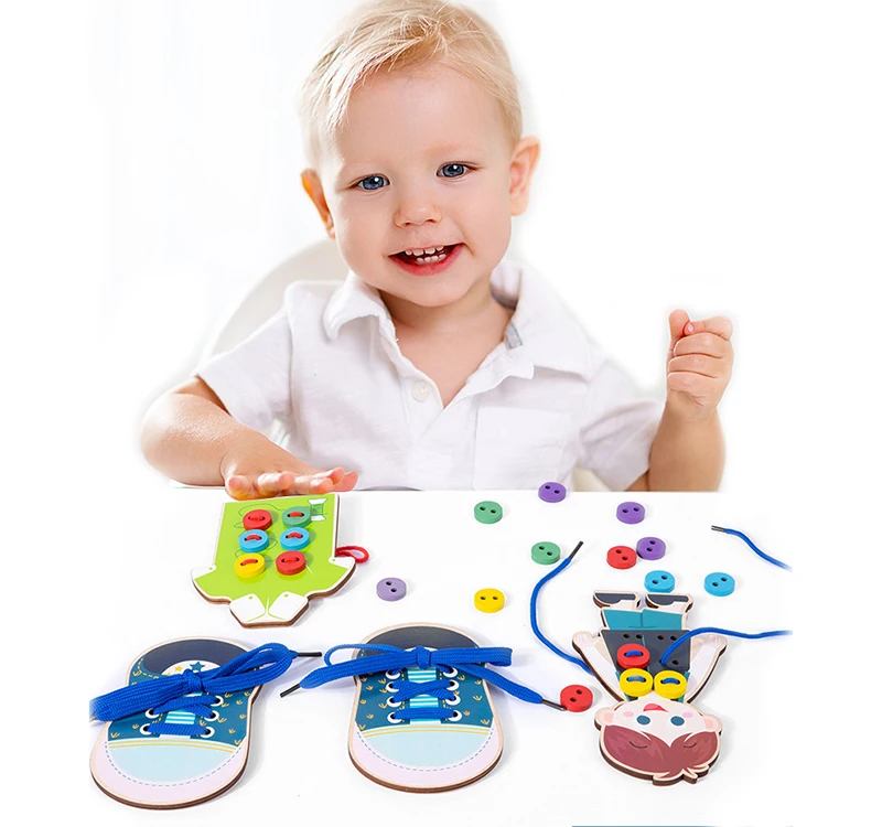 Детская деревянная обувь одежда головоломка игрушки для детей Обучающие